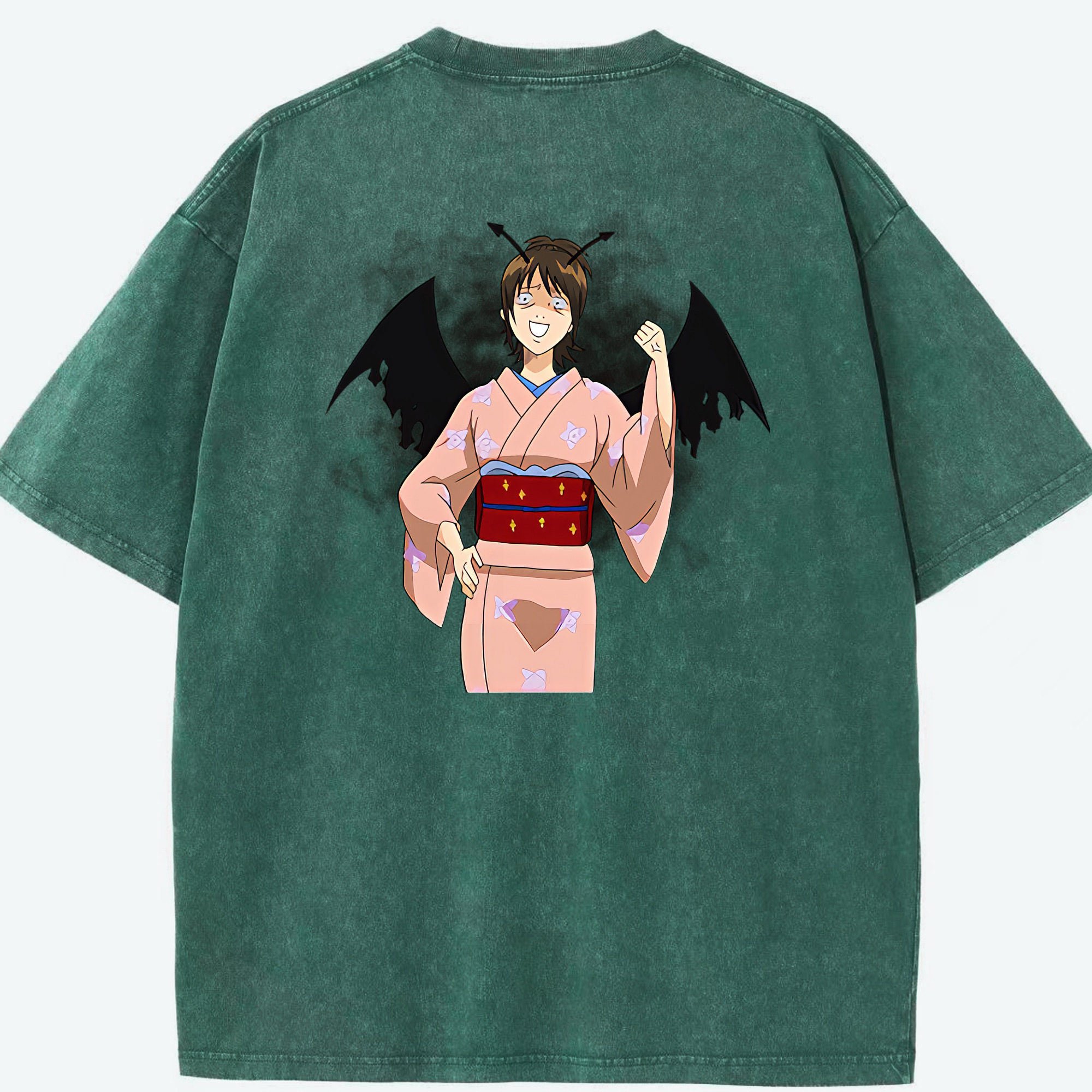 （画像用） ぎんたま 坂田銀時（さかたぎんとき） 神楽 志村新八（しむら しんぱち） GINTAMA Sakata Gintoki Kagura Shimura Shinpachi 綿100% ヴィンテージ風 半袖Tシャツ（背面プリント）
